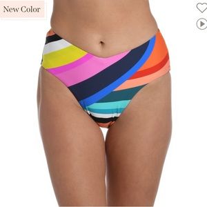 NWT La Blanca Sunscape V-Front High-Waist Bottom Size 14 Tummy Control